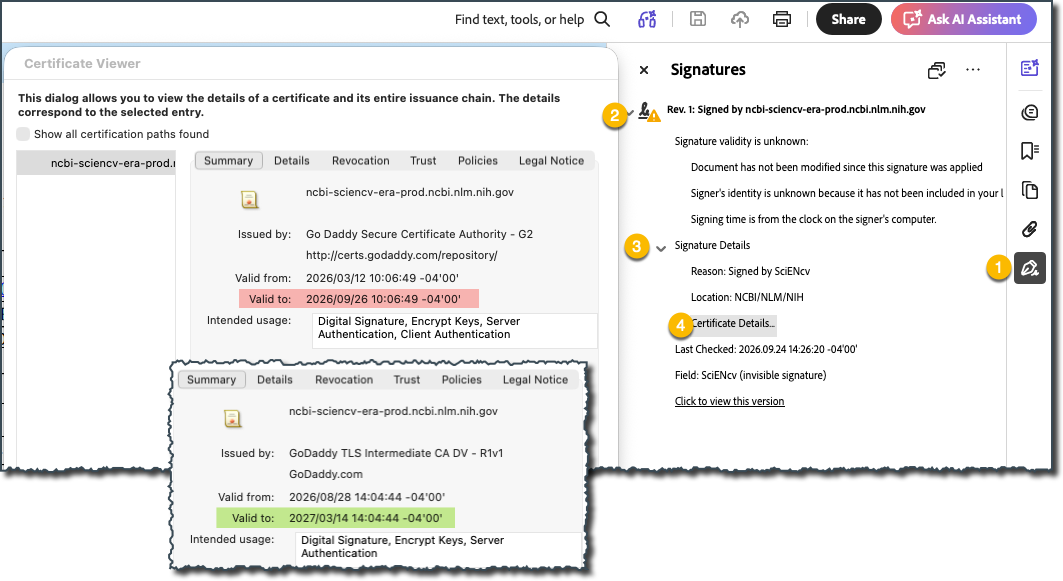 SciENcv certification language