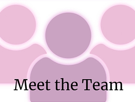 Meet the Team on an image with pink stick figures